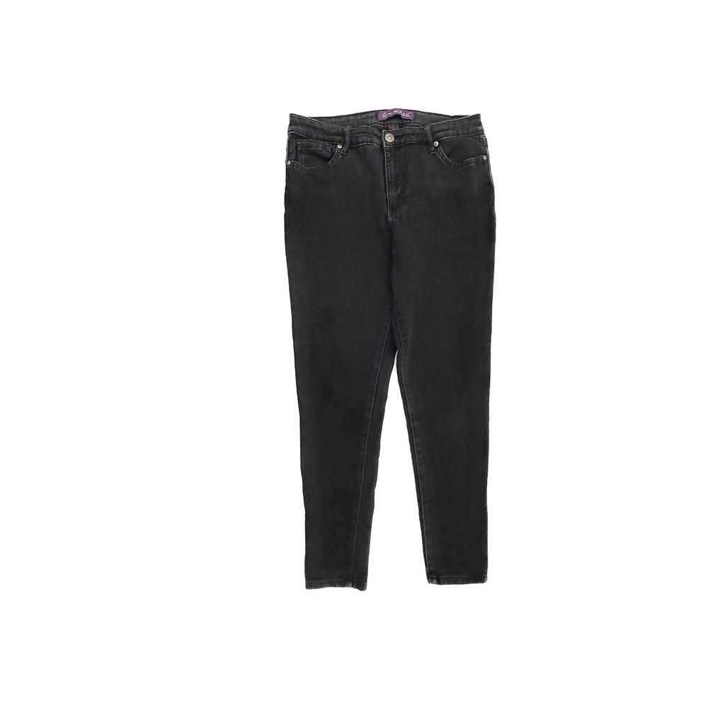 Gloria Vanderbilt Skinny Jeans Womens 12 Black Faded High Rise Stretch Denim